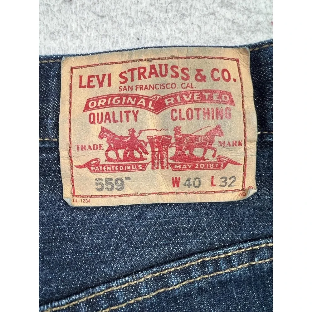 Levis 559 Jeans Mens 40x32 Blue Relaxed Straight Denim Pants Zip Fly 100% Cotton